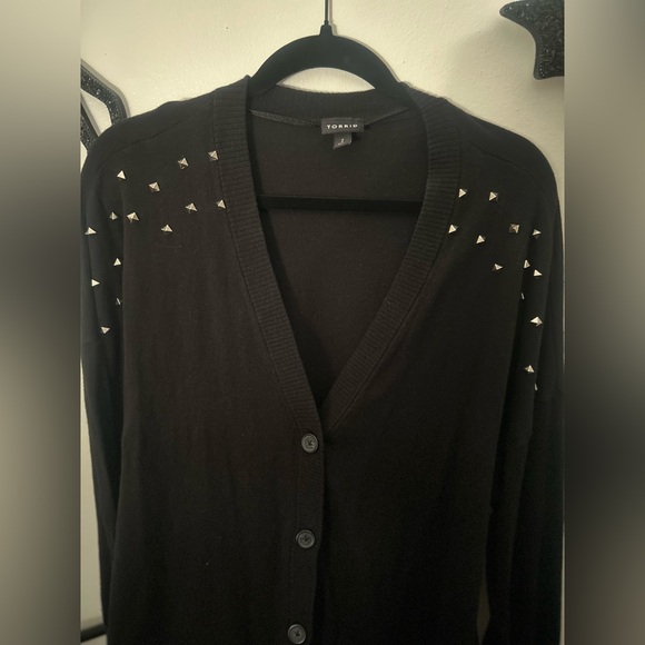 Torrid Cotton Boyfriend Studded Drop Shoulder Cardigan - Picture 2 of 4